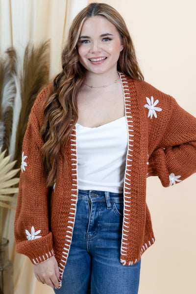 "Harvest The Moment" Cardigan (Rust)