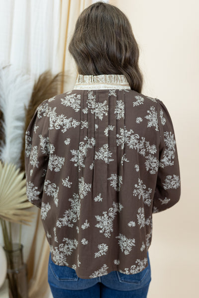 "Crossing My Mind" Blouse (Brown)