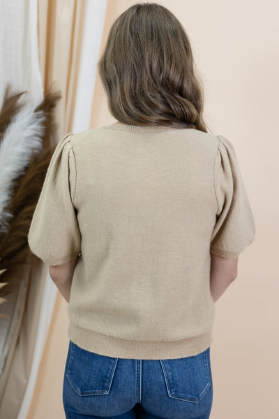 "Giving Out Wisdom" Cardigan (Taupe)