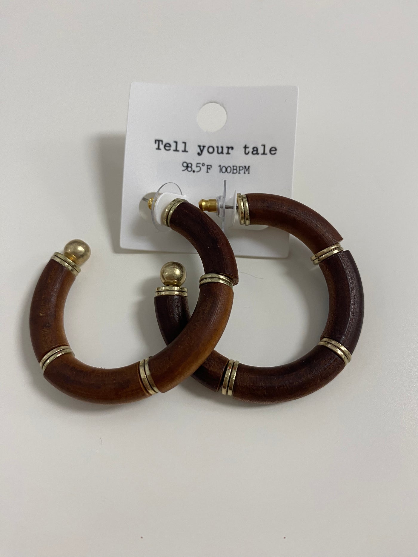 Teagan Hoop Earrings (Brown Wood)