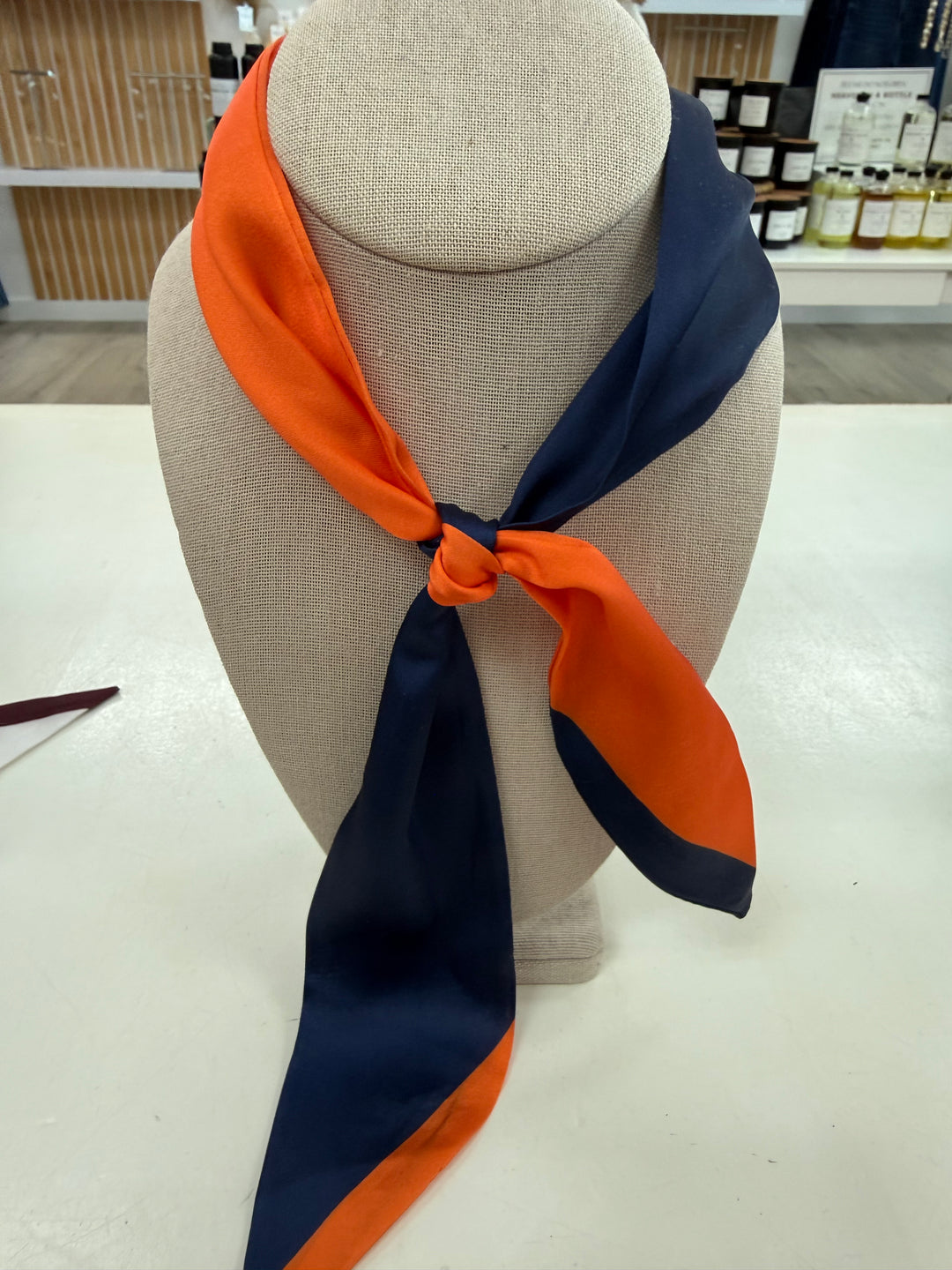 Skinny Scarf (Orange/Navy)