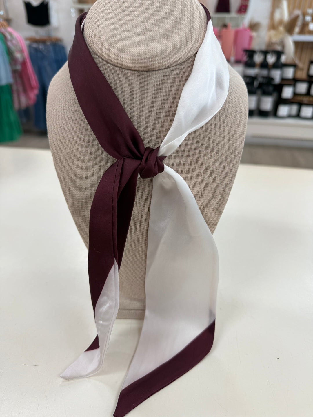 Skinny Scarf (Burgundy /White)