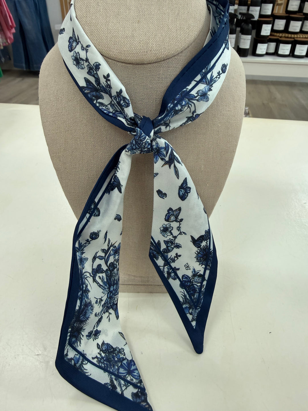 Skinny Scarf (Blue Botanical)