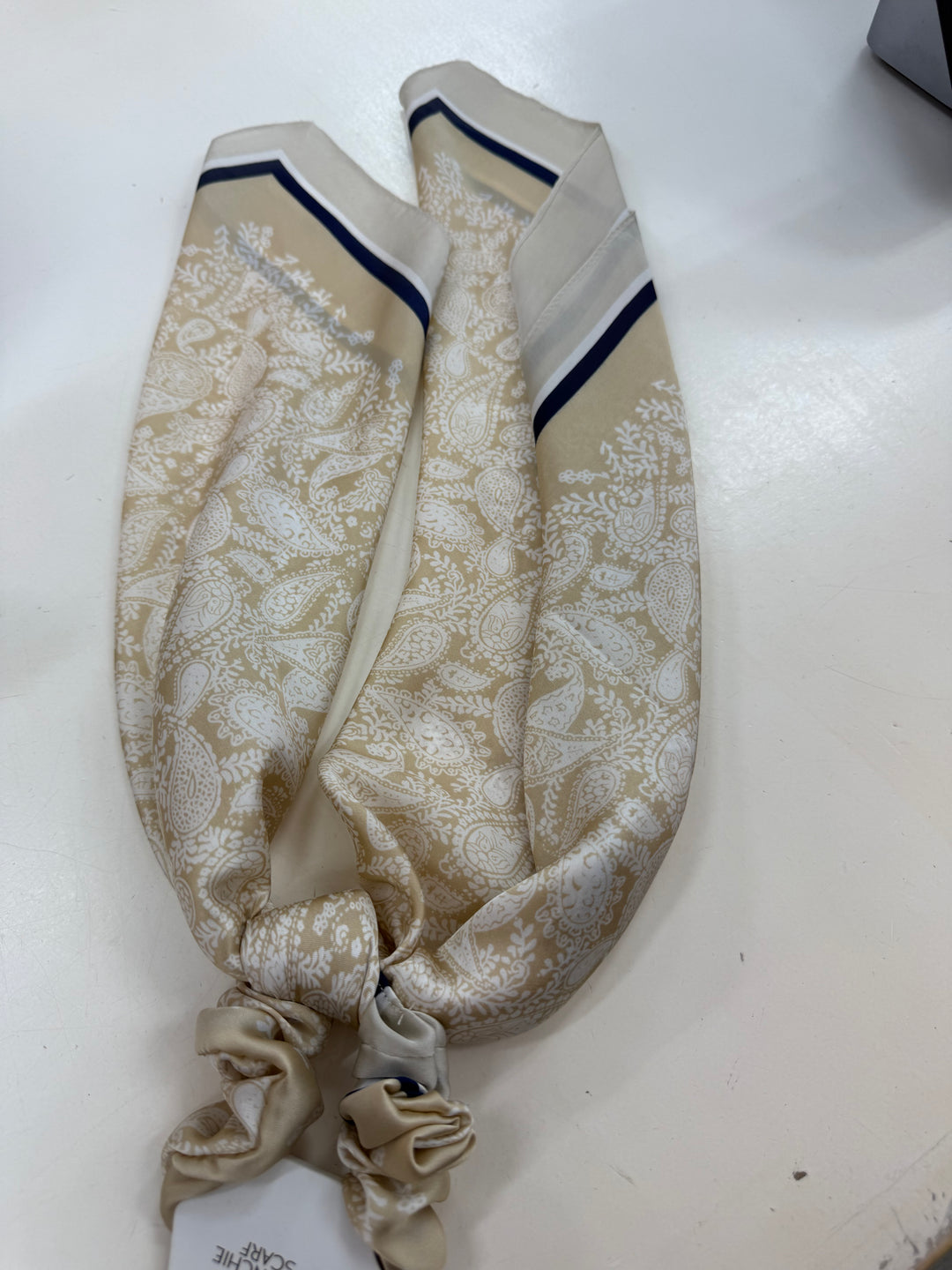 Scrunchie Scarf (Beige Paisley)