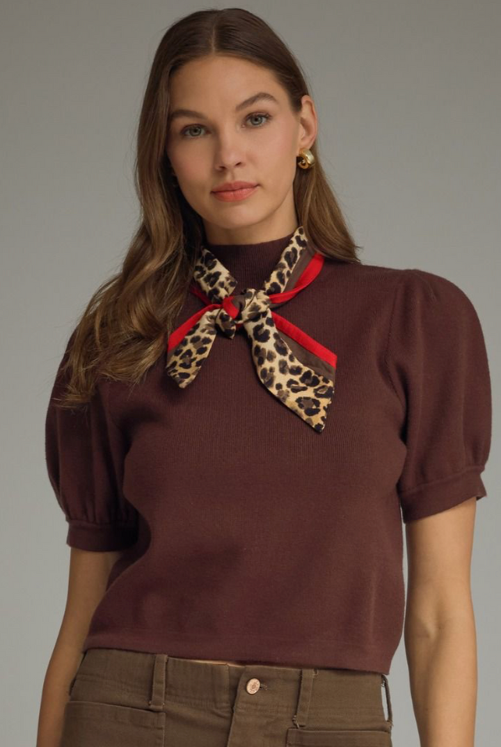 "Tied In Leopard" Top (Brown)