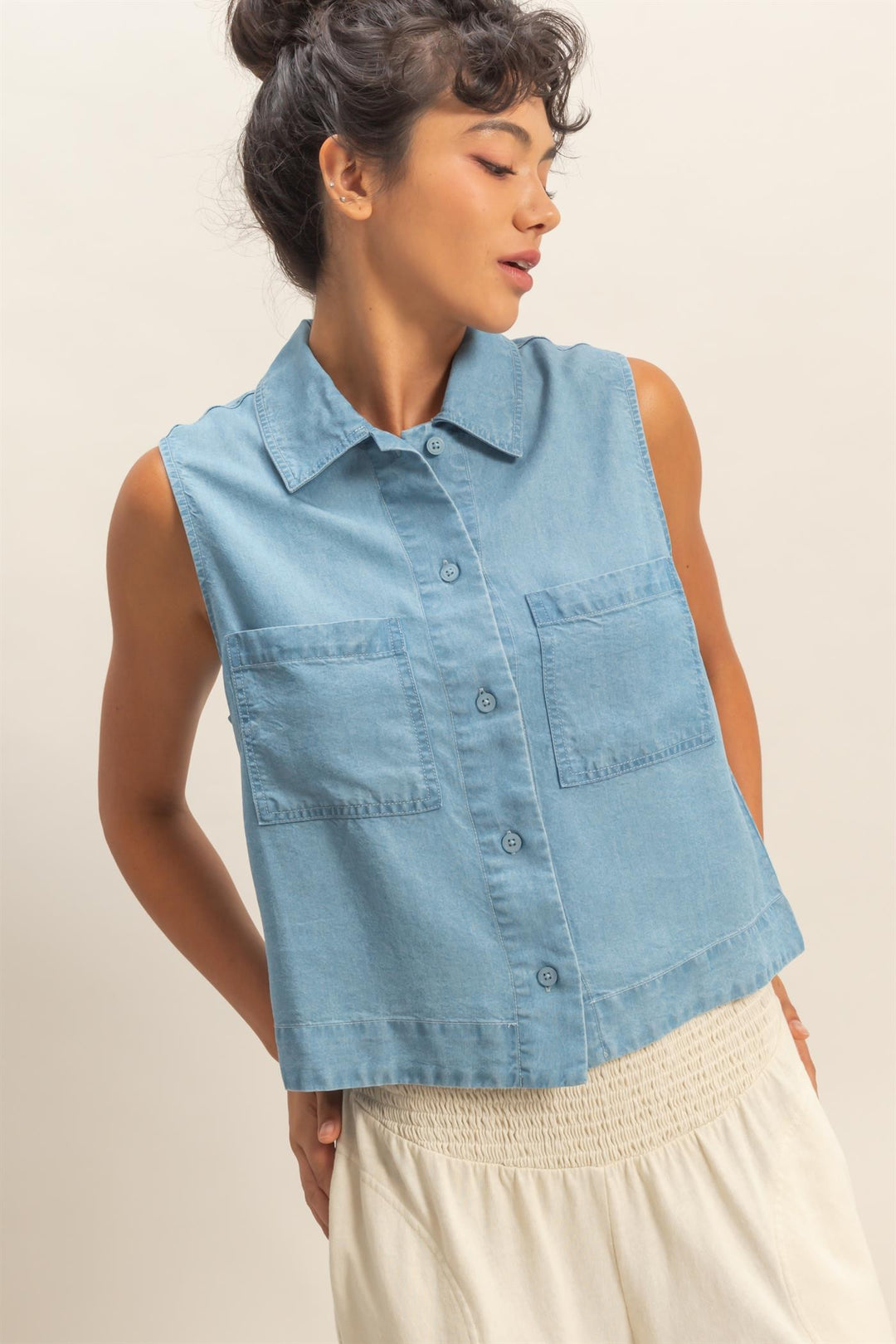 "Fresh Starts" Button Up (Light Blue)