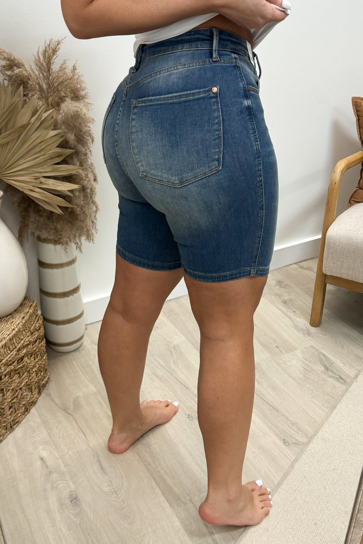 Addison Denim Shorts (Tummy Control) - Happily Ever Aften