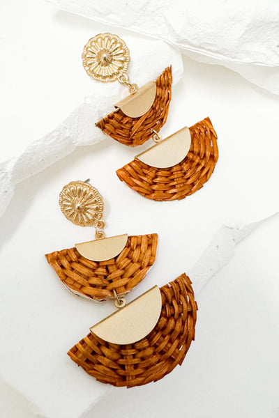 Ailani Earrings (Gold/Brown) - Happily Ever Aften