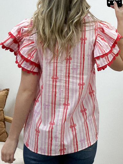 "All Ruffled Up" Top (Red) - Happily Ever Aften