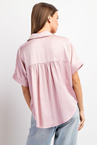 "All The Attitude" Button Up (Rose Pink) - Happily Ever Aften