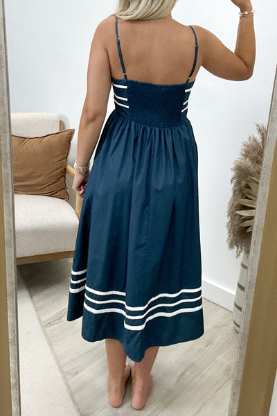 "Bayside Gaze" Dress (Navy) - Happily Ever Aften