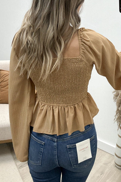 "Bell Of The Ball" Top (Camel) - Happily Ever Aften