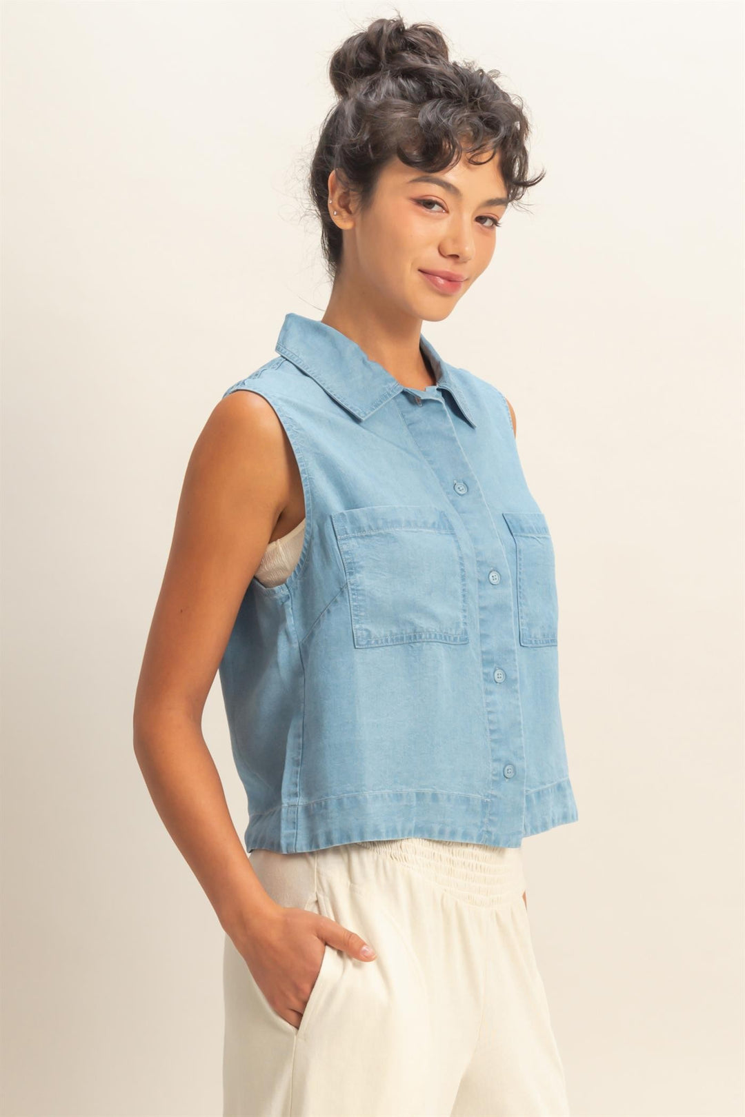 "Fresh Starts" Button Up (Light Blue)