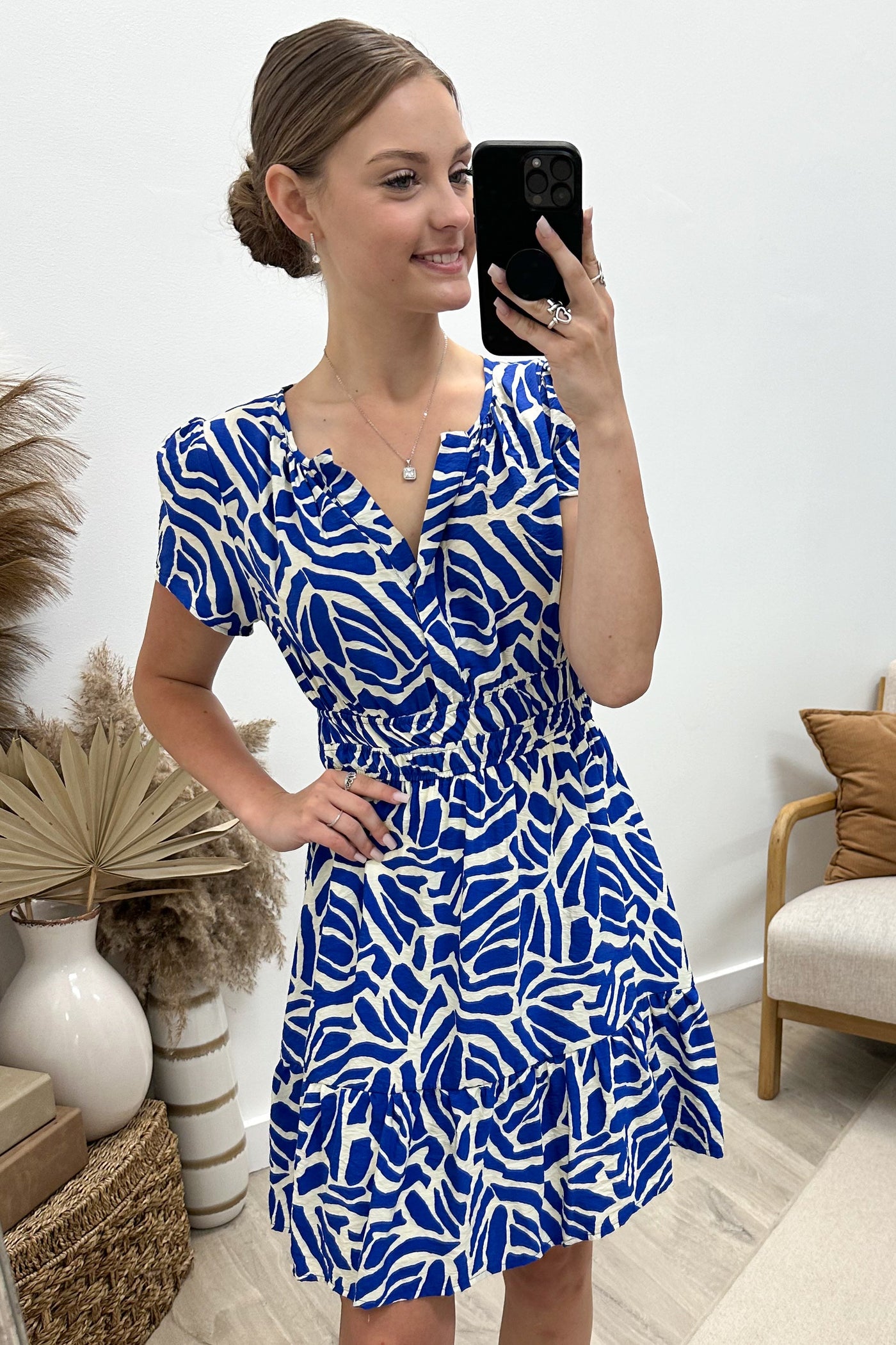 "Big Feelings" Dress (Blue/Ivory) - Happily Ever Aften