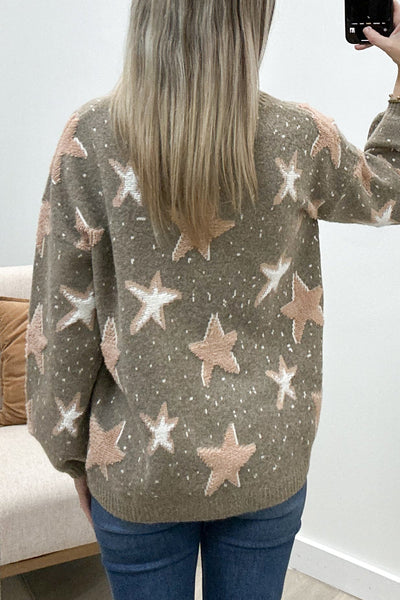 "Bless Her Stars" Sweater (Mocha) - Happily Ever Aften