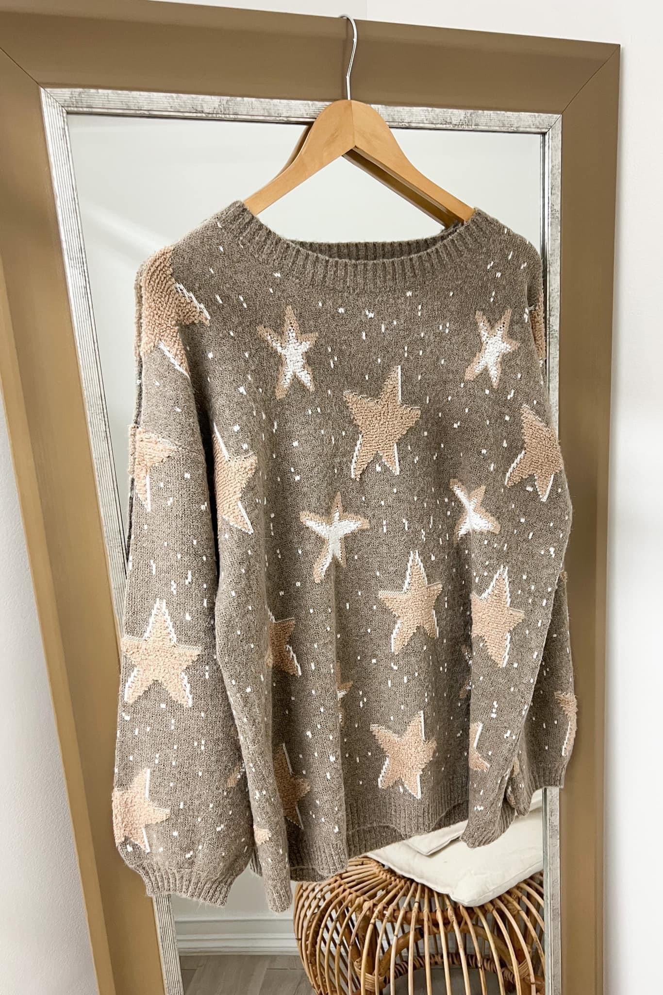 "Bless Her Stars" Sweater (Mocha) - Happily Ever Aften