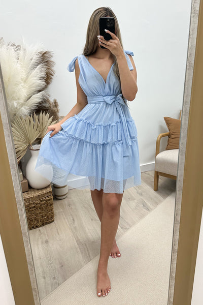 "Blissful Moments" Dress (Misty Blue) - Happily Ever Aften