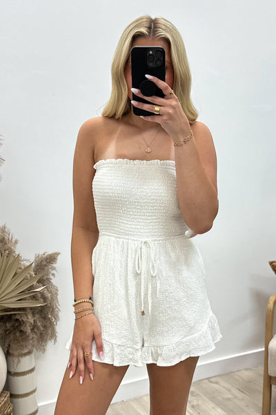 "Breezy Adventures" Romper (Off White) - Happily Ever Aften