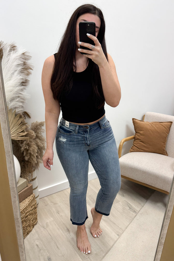 Bridgett Cropped Bootcut Jeans - Happily Ever Aften