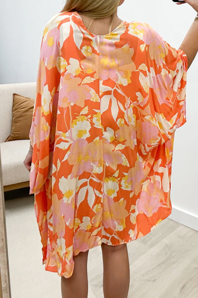 "Bright Eye Babe" Kimono (Tangerine) - Happily Ever Aften