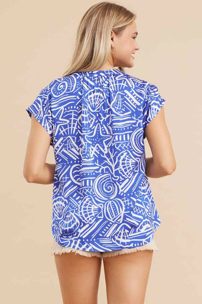 "By The Seaside" Blouse (Royal Blue) - Happily Ever Aften