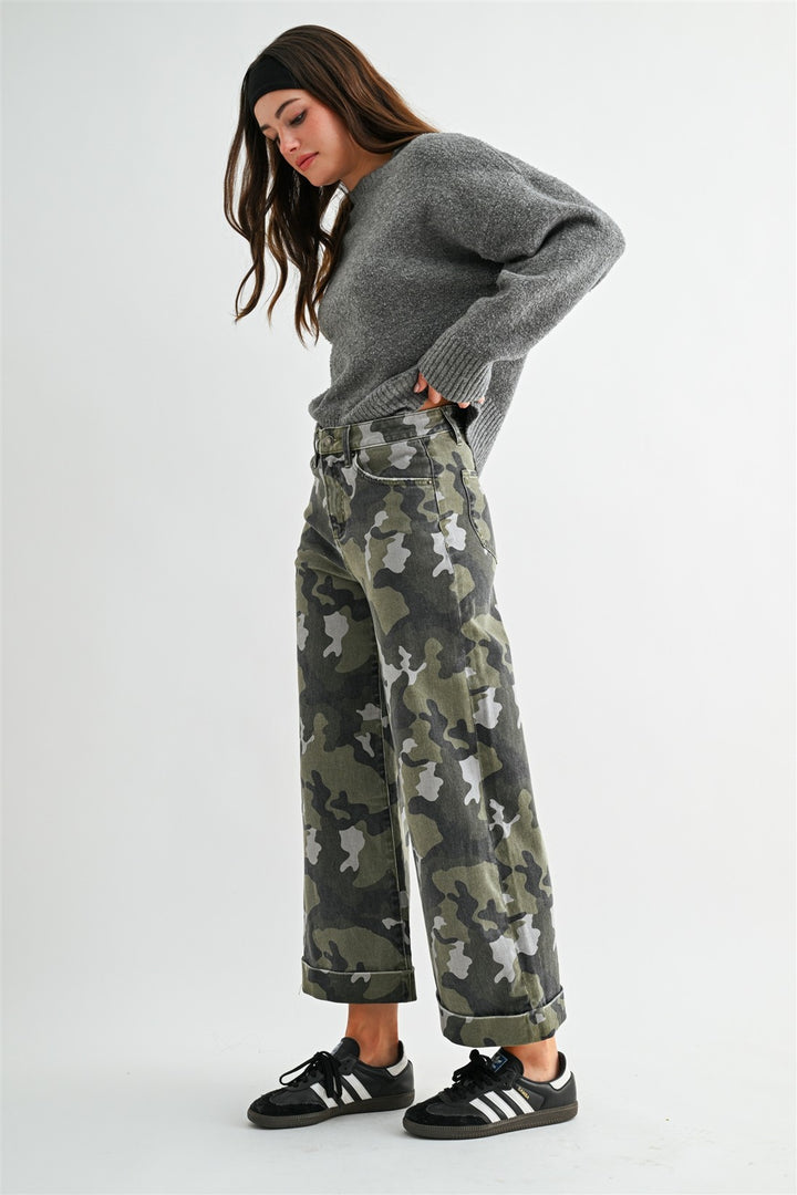 Hazel Camo Wide Leg Jeans