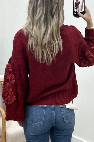 "Call The Florist" Sweater (Crimson) - Happily Ever Aften