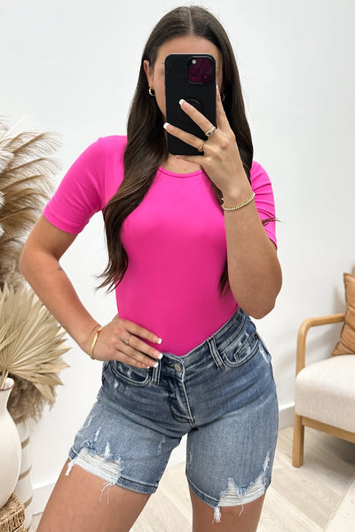"Can't Get Over It" Bodysuit (Hot Pink) - Happily Ever Aften