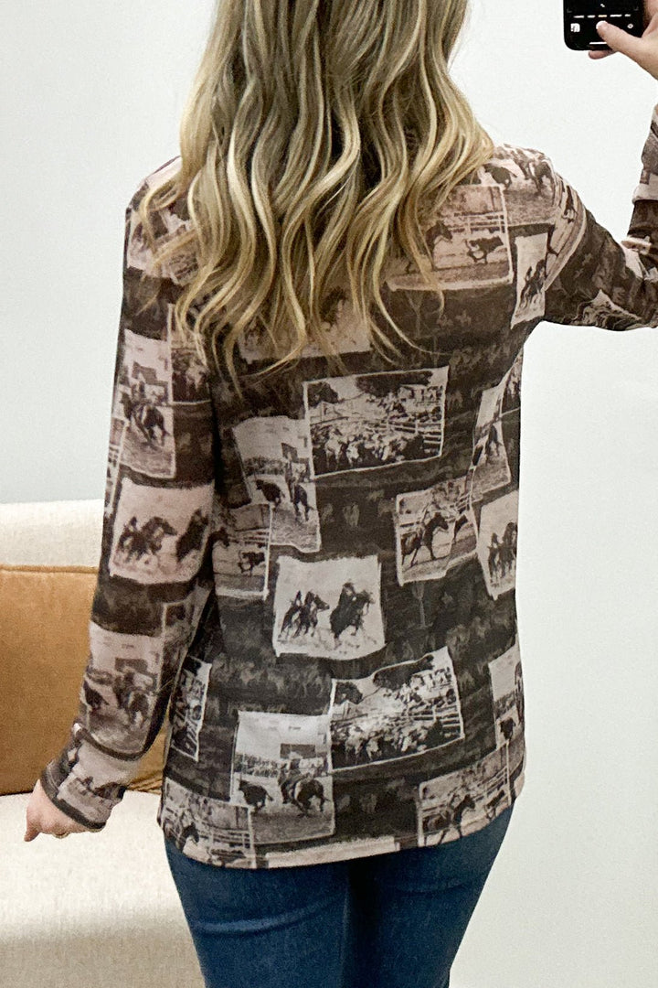 "Chasin' You" Mesh Long Sleeve (Brown) - Happily Ever Aften