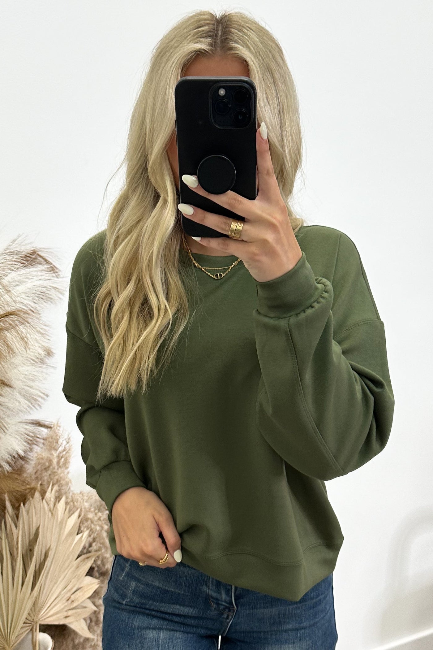 "Comfort For You" Sweatshirt (Olive) - Happily Ever Aften