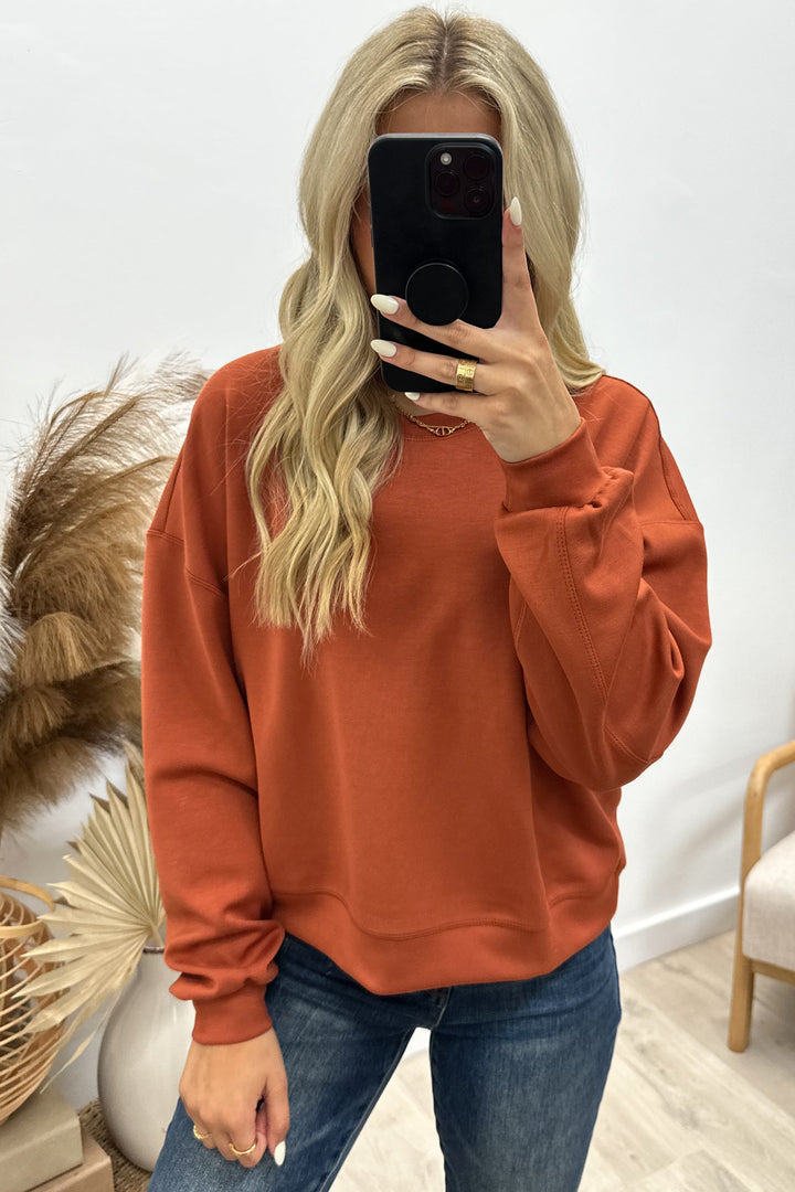 "Comfort For You" Sweatshirt (Rust) - Happily Ever Aften