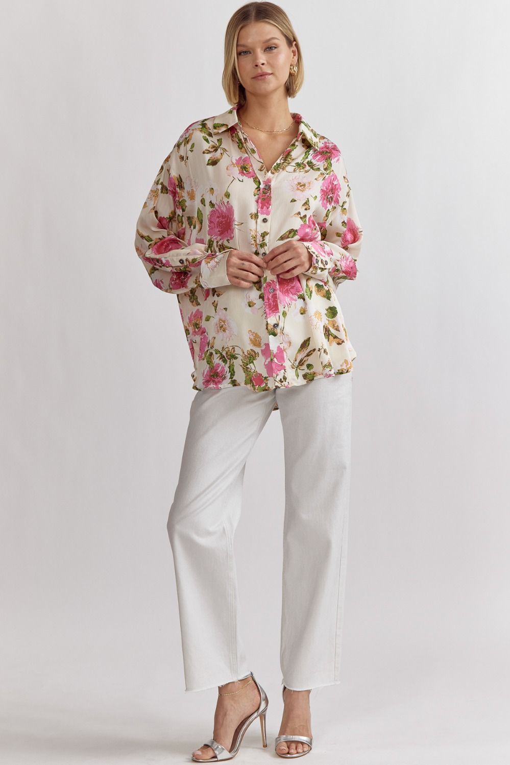 "Count On Flowers" Blouse (Vanilla) - Happily Ever Aften