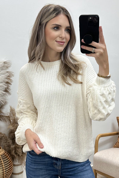 "Cozy Feels" Sweater (Ivory) - Happily Ever Aften