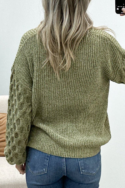 "Cozy Feels" Sweater (Olive) - Happily Ever Aften