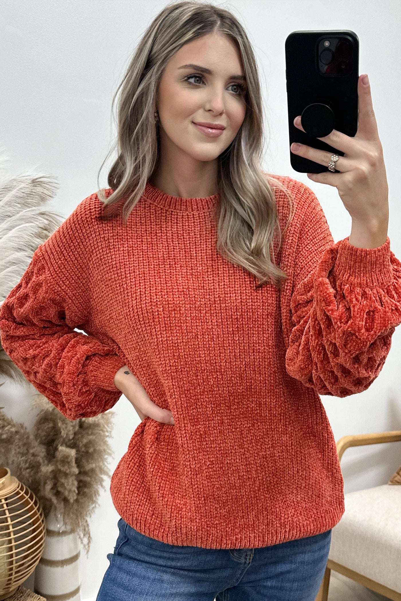 "Cozy Feels" Sweater (Rust) - Happily Ever Aften