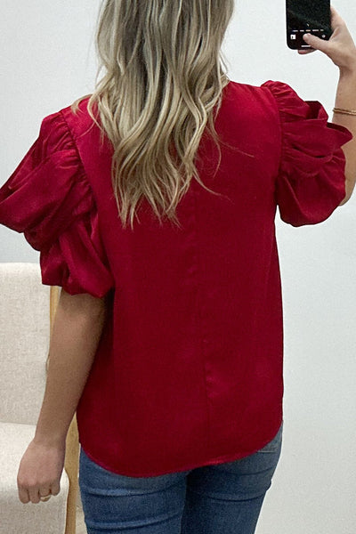 "Cranberry Cutie" Blouse (Ruby) - Happily Ever Aften