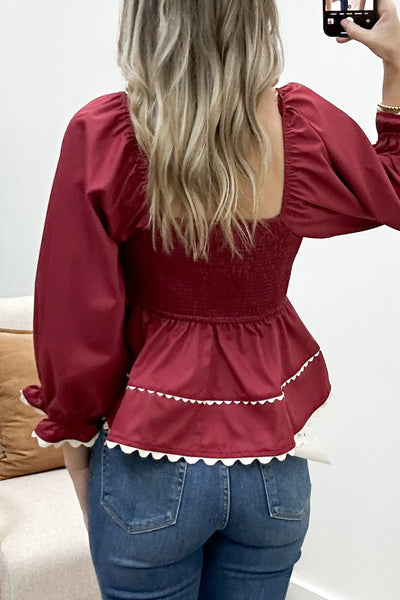 "Darling Days" Babydoll Top (Garnet) - Happily Ever Aften