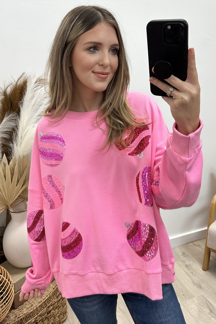 "Deck The Halls" Sweater (Pink) - Happily Ever Aften
