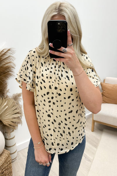 "Dotted N' Cute" Blouse (Cream) - Happily Ever Aften