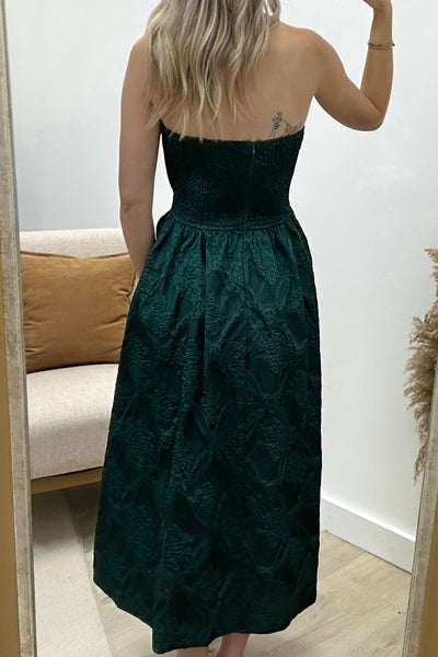 "Draped With Elegance" Dress (Hunter Green) - Happily Ever Aften