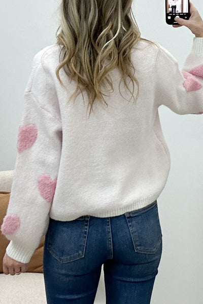 "Dream Romance" Sweater (Cream/ Pink) - Happily Ever Aften