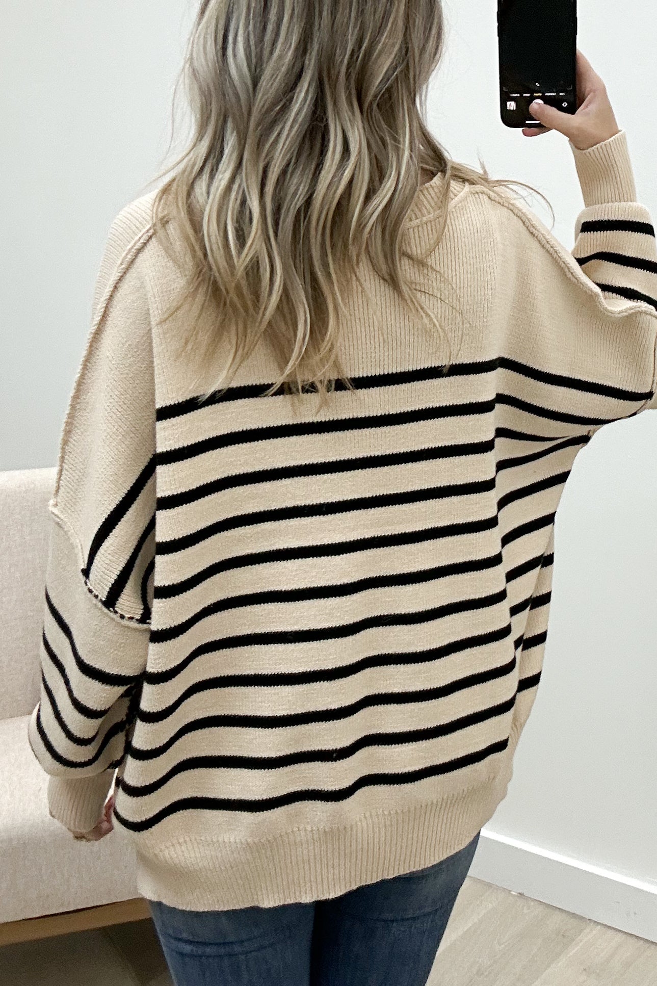 "Earn Your Stripes" Sweater (Ecru) - Happily Ever Aften