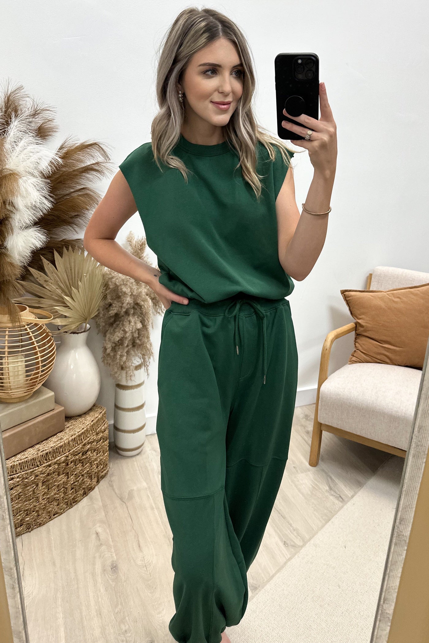 "Effortless Luxe" Jumpsuit (Hunter Green) - Happily Ever Aften