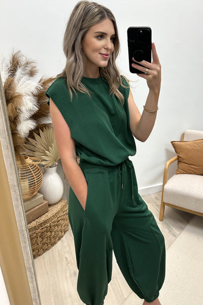 "Effortless Luxe" Jumpsuit (Hunter Green) - Happily Ever Aften