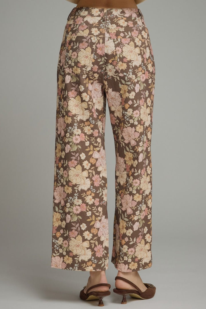 "Walking On Floral" Pants (Brown)