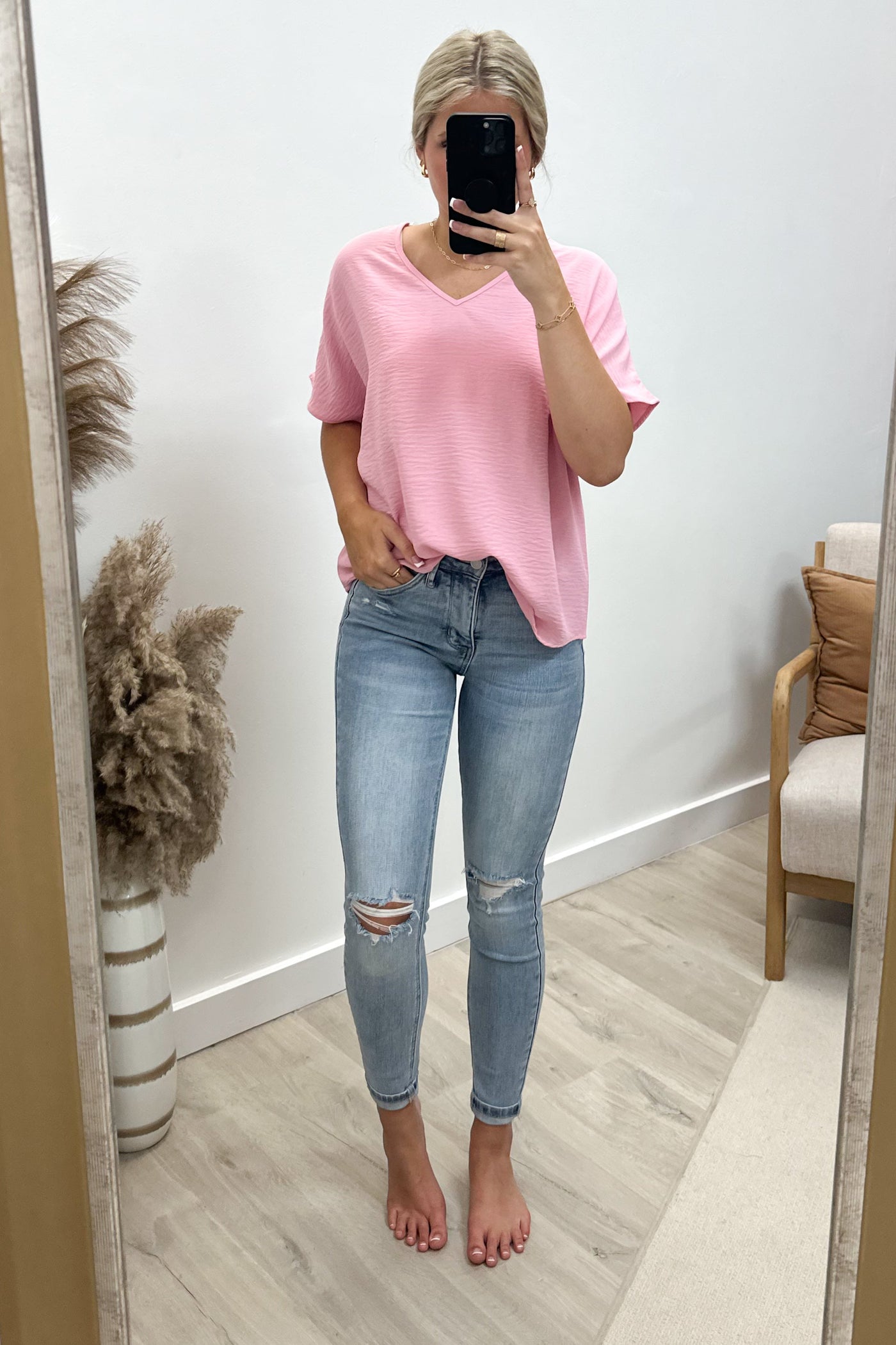 "Everyday Charm" Top (Baby Pink) - Happily Ever Aften