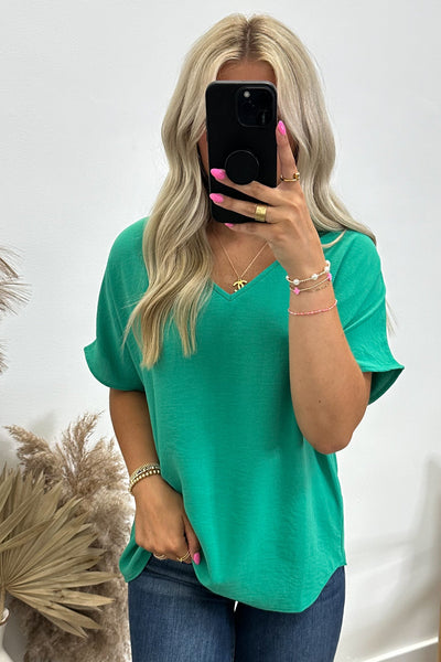 "Everyday Charm" Top (Kelly Green) - Happily Ever Aften