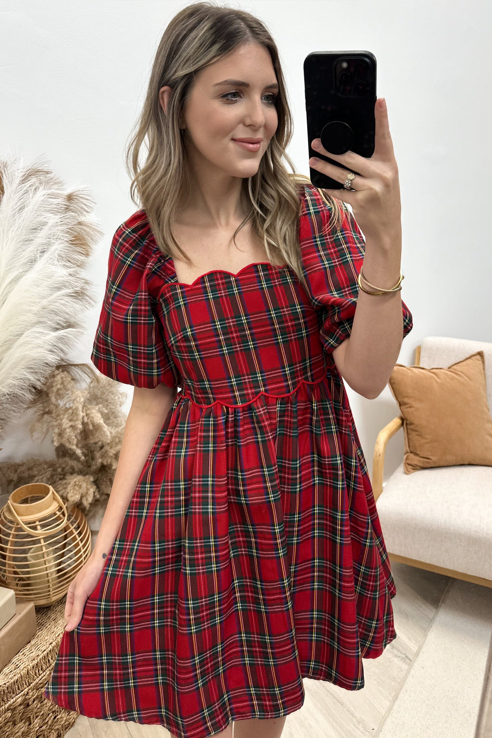 "Everyday Cheer" Mini Dress (Red) - Happily Ever Aften