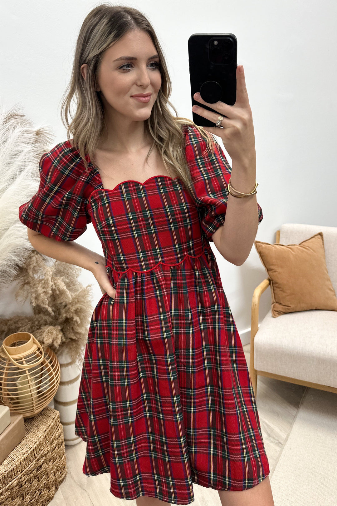 "Everyday Cheer" Mini Dress (Red) - Happily Ever Aften