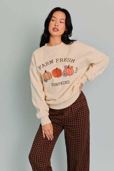 "Farm Fresh" Sweatshirt (Cream) - Happily Ever Aften